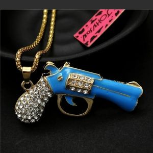 Betsy Johnson Gun rhinestone necklace